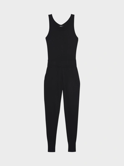 Shop Donna Karan Fine Gauge Knit Sleeveless Jumpsuit In Black