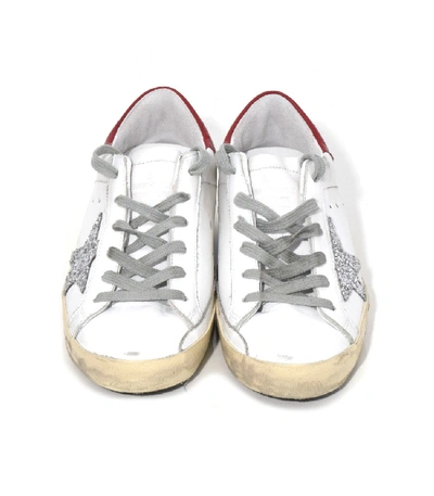 Shop Golden Goose Superstar Sneakers In White/red/silver Glitter Star In Multi