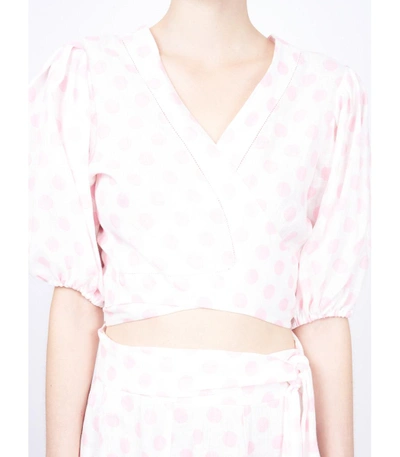 Shop Lisa Marie Fernandez Polkadot Linen Top In Pink