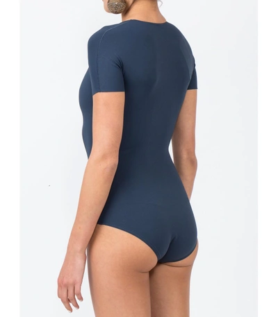 Shop Eres Edge Adjust Plunging V-neck Swimsuit In Blue
