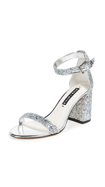 Shop Alice And Olivia Lillian Block Heel Sandals In Silver