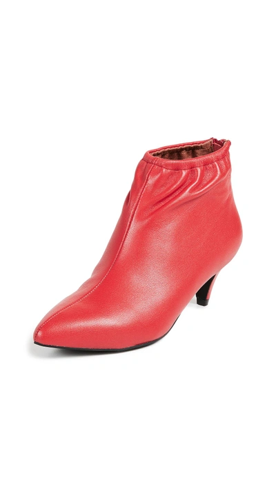 Shop Jeffrey Campbell Zosia Low Heel Booties In Red