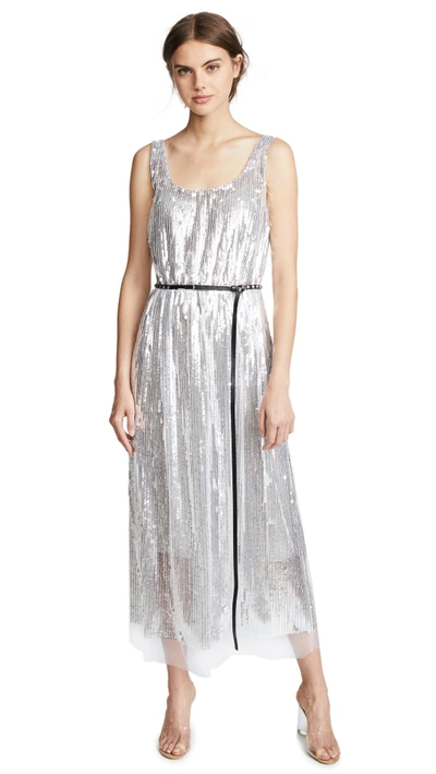 Shop Marc Jacobs Scoop Neck Dress In Silver