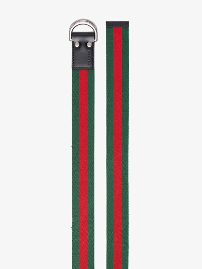 Shop Gucci Green And Red Web D-ring Belt