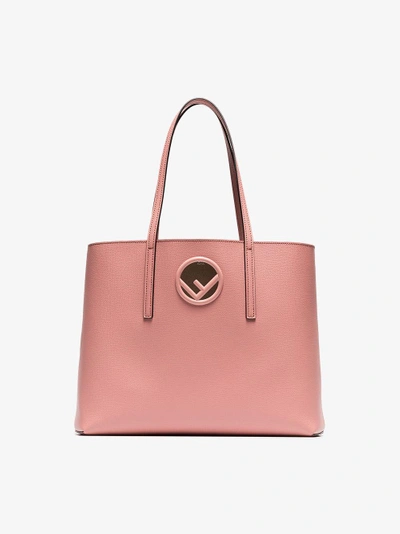 Shop Fendi Pink Logo Leather Shopper Bag In Pink/purple