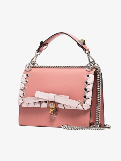 Shop Fendi Pink Kan I Leather Shoulder Bag In Pink/purple