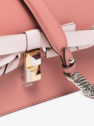 Shop Fendi Pink Kan I Leather Shoulder Bag In Pink/purple