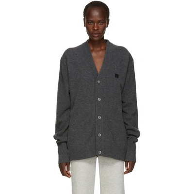 Shop Acne Studios Grey Neve Face Cardigan In Charcoal