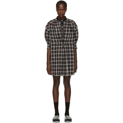 Shop Marc Jacobs Black And White Plaid Drop Shoulder Dress In 005 Blk/wht