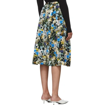 Shop Erdem Multicolor Floral Ina Skirt In Wht/blue