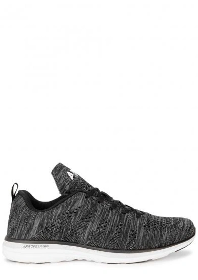 Shop Apl Athletic Propulsion Labs Techloom Pro Black And Grey Knitted Trainers