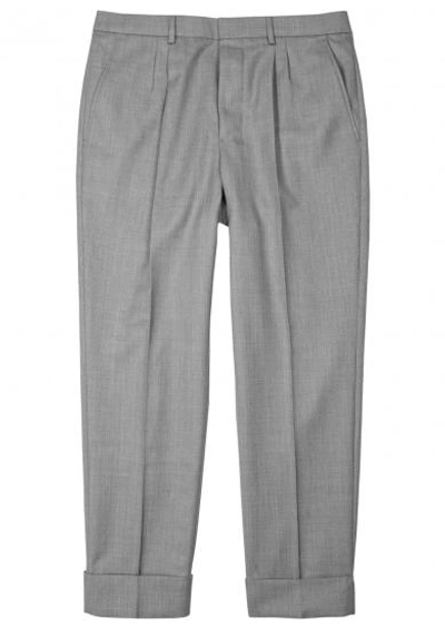 Shop Ami Alexandre Mattiussi Grey Cropped Wool Trousers