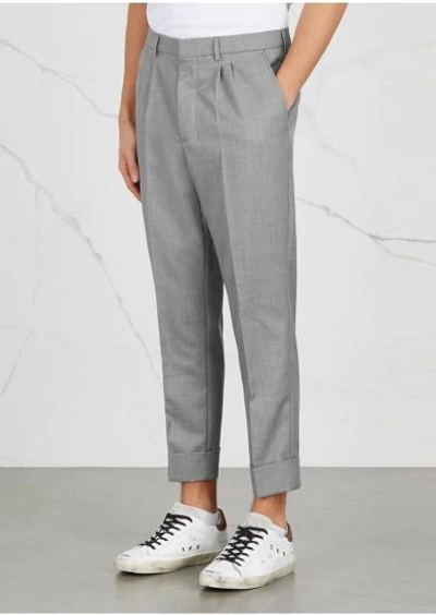 Shop Ami Alexandre Mattiussi Grey Cropped Wool Trousers