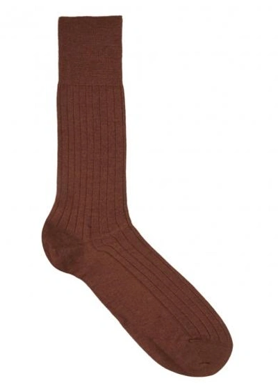 Shop Falke Brown Cashmere Blend Socks In Natural