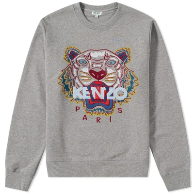 Shop Kenzo Tiger Embroidered Sweat In Grey