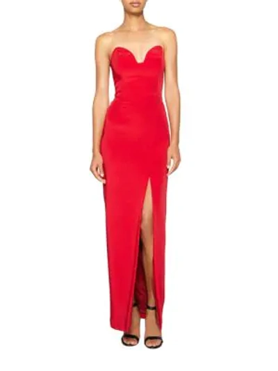 Shop Nicole Miller Strapless Sweetheart Gown In Lipstick Red