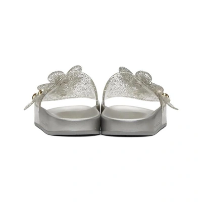 Shop Marc Jacobs Silver Daisy Aqua Slides In 040 Silver