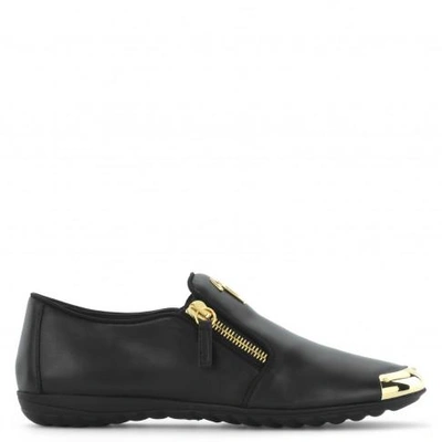 Shop Giuseppe Zanotti - Leather Loafer With Metal-covered Tip Saylor In Black