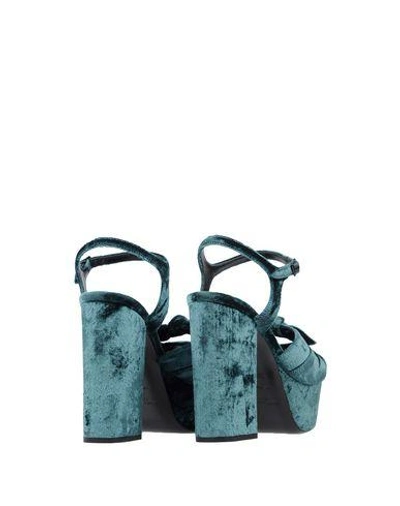 Shop Saint Laurent Sandals In Dark Green