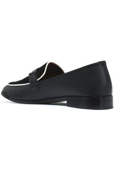 Shop Newbark Woman Suede-paneled Leather Loafers Black