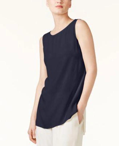 Shop Eileen Fisher System Silk High-low Tunic, Regular & Petite In Midnight