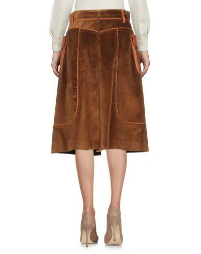 Shop Prada Knee Length Skirt In Brown