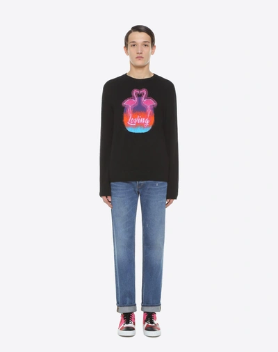 Shop Valentino Hotel Intarsia Jumper In Black