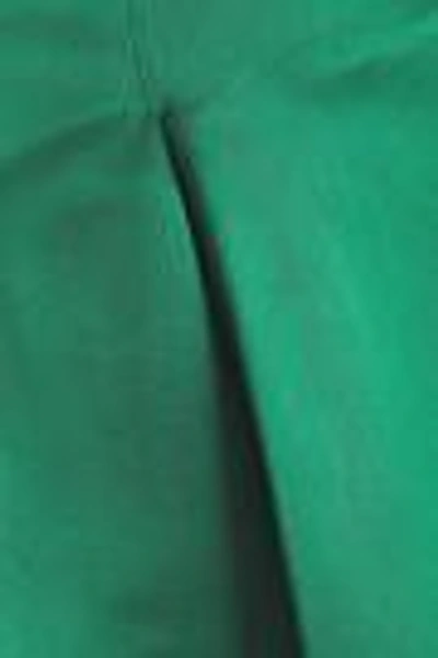 Shop Dolce & Gabbana Woman Pleated Silk-satin Mini Skirt Green