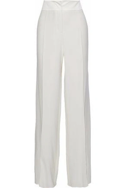 Shop Giorgio Armani Woman Silk Wide-leg Pants Ivory