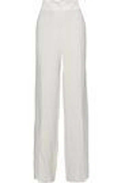 Shop Giorgio Armani Woman Silk Wide-leg Pants Ivory