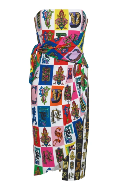 Shop Versace Graphic Print Strapless Dress