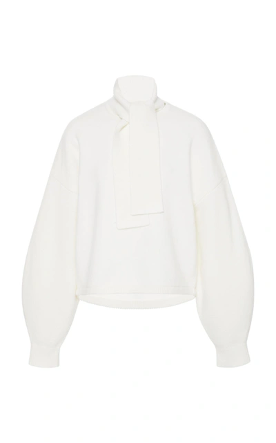 Shop Tibi Fine Wool Sweater In White