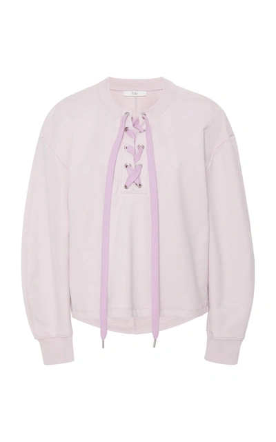 Shop Tibi Tie Neck Sweatshirt In Pink
