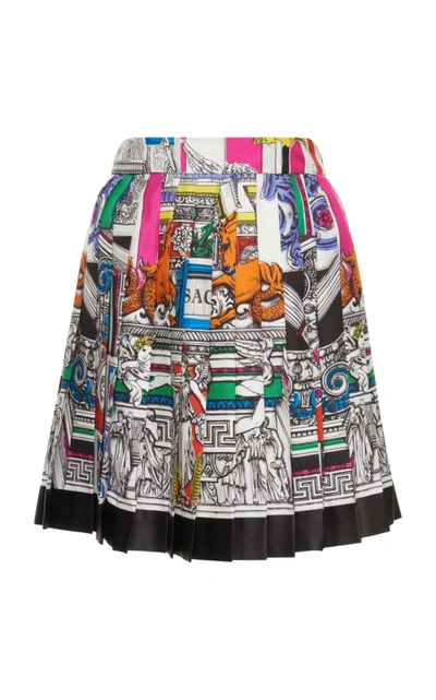 Shop Versace Graphic Pleated Skirt In Print