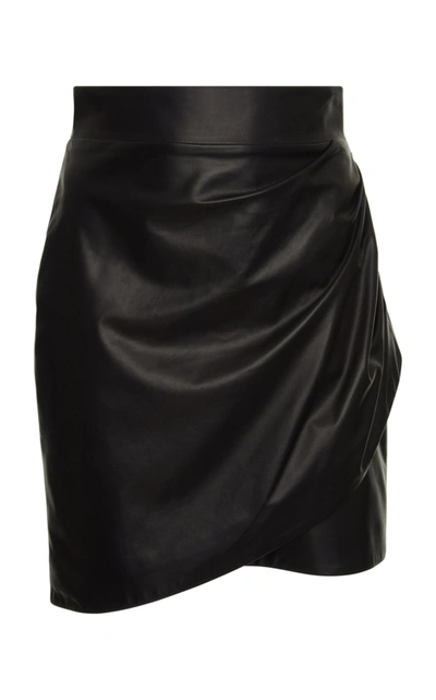 Shop Versace High Waisted Leather Wrap Skirt In Black