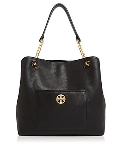Shop Tory Burch Chelsea Slouchy Leather Tote In Black/gold