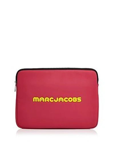 Shop Marc Jacobs Neoprene Logo 13 Laptop Case In Pink/black