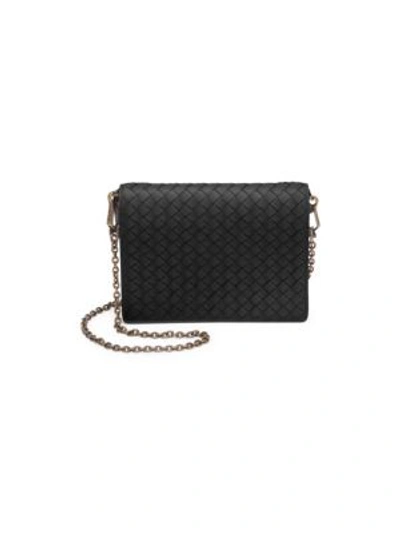Shop Bottega Veneta Chain Leather Wallet In Black
