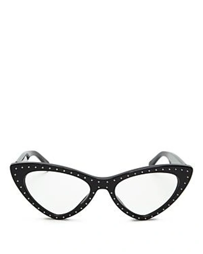 Shop Moschino Women's Slim Cat Eye Optical Glasses, 52mm In Black/transparent