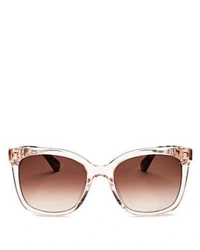 Kate Spade Kiyas Acetate Rectangle Sunglasses In Peach/brown
