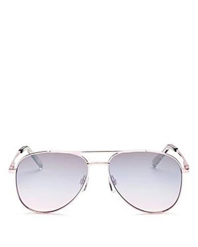 Shop Le Specs Women's Kingdom Mirrored Brow Bar Sunglasses, 57mm In Rose Gold/sherbert