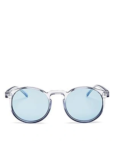 Shop Le Specs Women's Teen Spirit Deux Mirrored Round Sunglasses, 50mm In Chambray/blue