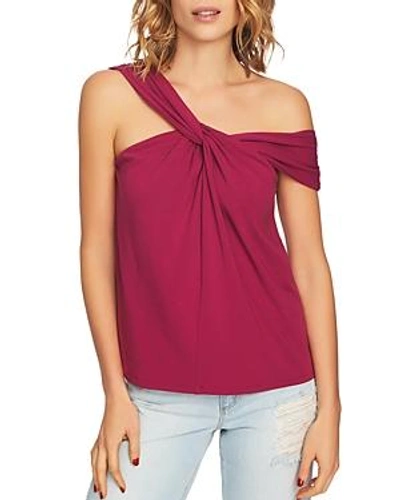 Shop 1.state Asymmetric Off-the-shoulder Tee In Tropical Berry
