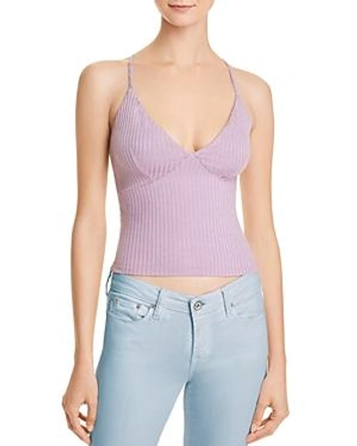Shop Sadie & Sage Cropped Ribbed Bustier Cami In Lilac