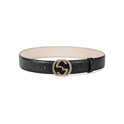 Shop Gucci Gg Monogrammed Leather Belt In Black