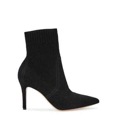 Shop Gianvito Rossi Fiona 90 Black Stretch-knit Ankle Boots