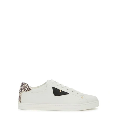 Shop Fendi Monster White Leather Trainers
