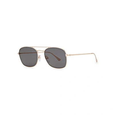Shop Tom Ford Luca Gold Tone Sunglasses In Green And Other