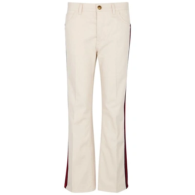 Shop Gucci Grosgrain-trimmed Kick-flare Jeans In White