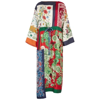 Shop Gucci Printed Silk Kimono Dress In Multicoloured